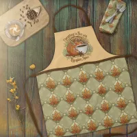 Pumpkin Spice, Autumn Leaves, and Stars Pattern Apron