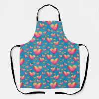 Multicolored Watercolor Hearts Apron