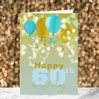 Joyful Balloons Lights Bunting Flags 60th Birthday Card