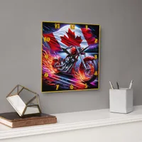 Canadian pride motorcycle at sunset square wall clock