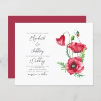 Budget Watercolor Red Poppy Wedding Invitation