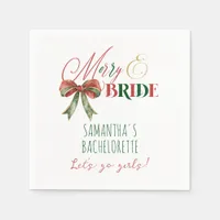 Merry & Bride Winter Christmas Bride Bachelorette Napkins