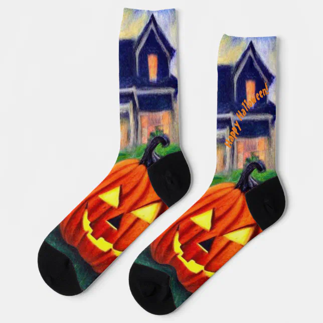 Halloween pumpkins illuminated socks