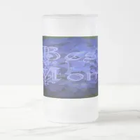 Best Mom with Blue Flower Background Frosted Glass Beer Mug