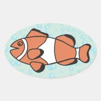 Cute Cartoon Fish Oval Sticker