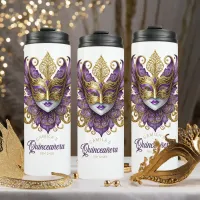 Masquerade Motif Quinceanera Purple Gold ID1031 Thermal Tumbler