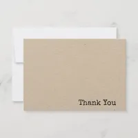 minimal modern typewriter text simple kraft paper thank you card