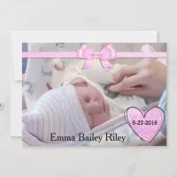 Glittery Pink Baby Girl Birth Announcement
