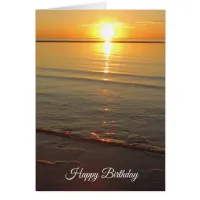 Happy Birthday Card with Beautiful Ocean Sunset