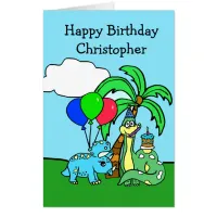 Fun Huge Jumbo Dinosaur Personalized Birthday Card