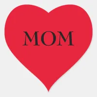 Red Heart Sticker saying MOM