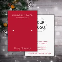 Classic Merry Christmas Red Earring Display Business Card