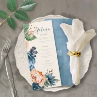 Roses Blue/Peach Wedding Menu ID584