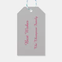 Pink Flowers And Stripes Personalized Gift Tags