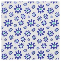 Evil Eye Blue and White Abstract Pattern Fabric