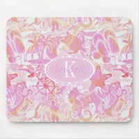 Nautical Beach Collage Hot Pink ID840 Mouse Pad