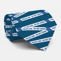 Police Officer Blue Crime Scene Tape Retirement Neck Tie