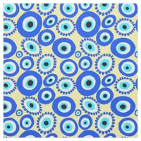 Evil Eye Mediterranean Blue White Yellow Eyes Fabric