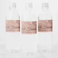 Glittery Rose Gold Foil 50 & Fabulous Water Bottle Label