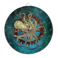 Steampunk Octopus & Clockwork Gears Dart Board