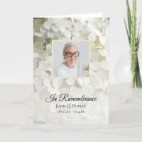 White Hydrangea Floral Funeral Service Folded Program