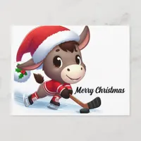 Festive Christmas Hockey Donkey Postcard