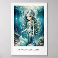 Mermaid and Baubles Framed Art