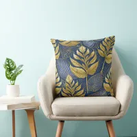 Blue Gold Christmas Pattern#29 ID1009 Throw Pillow