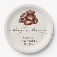 Baby is Brewing Coffee Gender Neutral Baby Shower Paper Plates