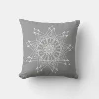 White and Gray Sharp Mandala Throw Pillow