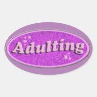 Cheeky Adulting Retro Decal Nostalgia Fun Oval Sticker