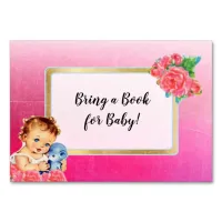 Bring a Book for Baby Vintage Girl and Roses Card