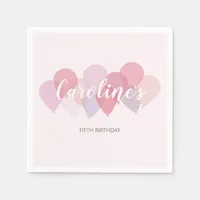 Cute Pink Birthday Party Balloons Napkins