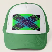 Dad Fancy Text Green Blue Background Trucker Hat