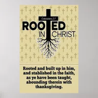 Rooted In Christ Colossians 2:7 Bible Study Verse Poster