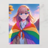 Anime Girl with LGBTQIA+ Cape  Postcard