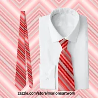 Modern striped design in various shades of red neck tie