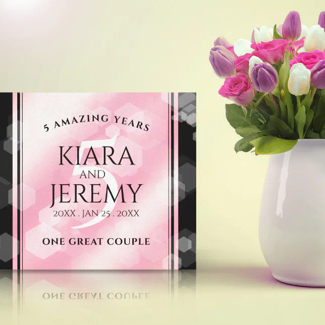 Elegant 5th Rose Quartz Wedding Anniversary Canvas Print