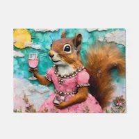 Adorable Squirrel in a Pink Dress Doormat