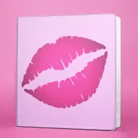 Hot Pink Ombre Lipstick Kiss on Light Pink Binder