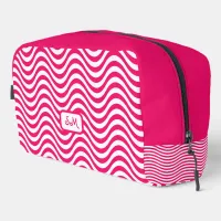 Monogram Pink White Wavy Stripes Psychedelic Dopp Kit