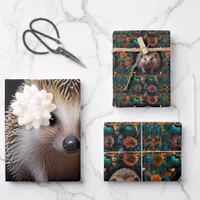 Whimsical Hedgehog Wrapping Paper Sheets