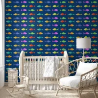 Rainbow fish in ocean kids wallpaper 