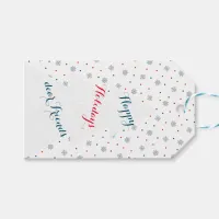 Winter snowflakes and dots pattern gift tags