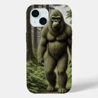 Bigfoot standing in Trees AI art iPhone 15 Case