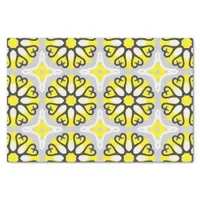 Yellow Grey White Mosaic Floral Geometric Pattern Tissue Paper