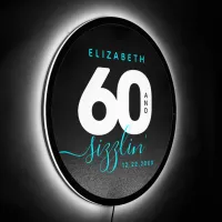 Modern Girly Ice Blue 60 and Sizzlin' LED Sign