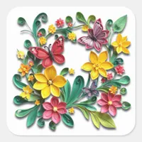 Floral Paper Quilling | Thinking of You Square Sticker