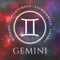 EO Elegant Gemini Western Zodiac Sign on a Cosmic Starfield
