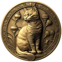 Gold Sitting Cat Medallion